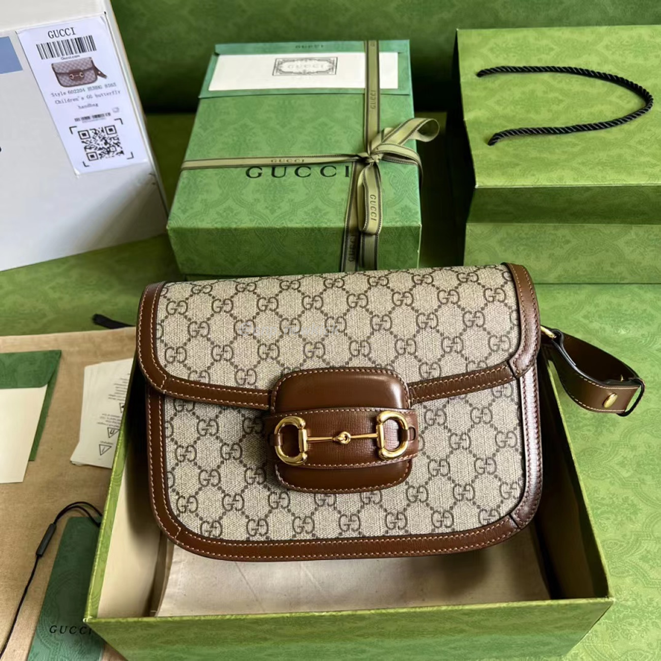 Gucci 1955 Horsebit Shoulder Bag Small Beigebrown (10) - newkick.app